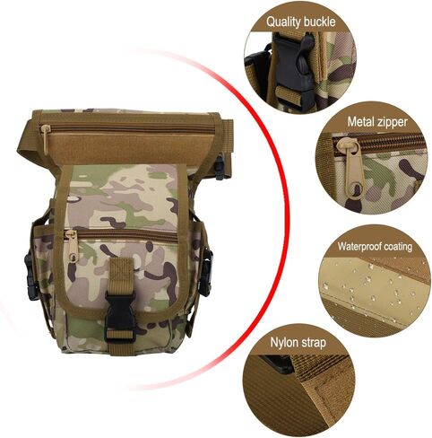 VGEBY Hunting Leg Pouch, Camouflage Drop Leg Thigh Packs Tactical Waist Pouch Satchel for Motorcycle Hunting Riding Sports Bag Supplies in Saudi Arabia