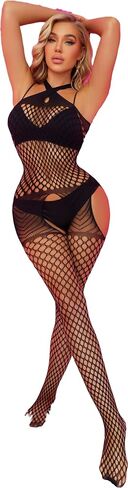 Women's One Piece Fishnet Lingerie Bodysuit Mesh Bodystocking Sexy Tights Nightwear Jumpsuit Underwear in Kuwait