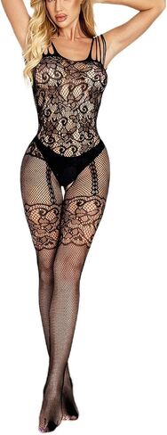 Women's One Piece Fishnet Lingerie Bodysuit Mesh Bodystocking Sexy Tights Nightwear Jumpsuit Underwear in Kuwait