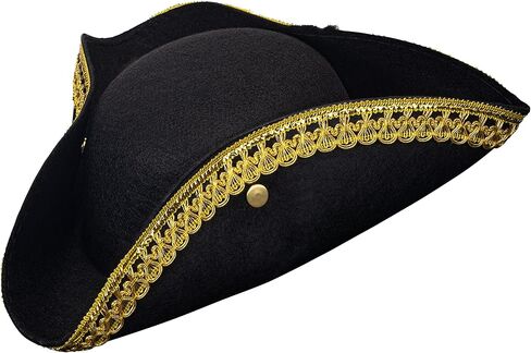 قبعة Dress Up America Tricorn للبالغين - قبعة استعمارية تاريخية للرجال - أسود - مقاس واحد in Kuwait