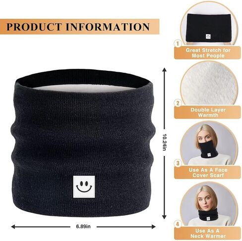 Winter Smiley Face Beanie Hat Scarf Gloves Set Women Men,Cute Hats Fashionable Warm Neck Warmer Touchscreen Gloves Sets in Saudi Arabia
