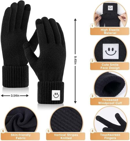 Winter Smiley Face Beanie Hat Scarf Gloves Set Women Men,Cute Hats Fashionable Warm Neck Warmer Touchscreen Gloves Sets in Saudi Arabia