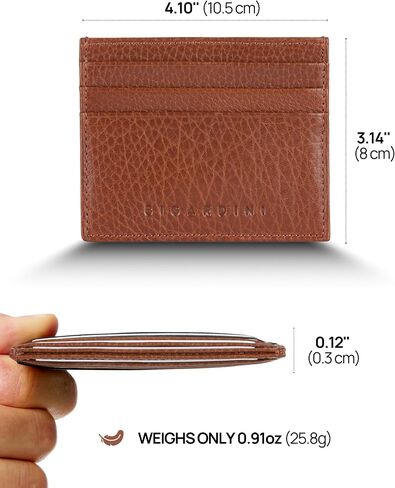 Slim Minimalist Leather Card Wallet For Men & Women - RFID Blocking Leather Card Holder Wallets (Black) in Kuwait
