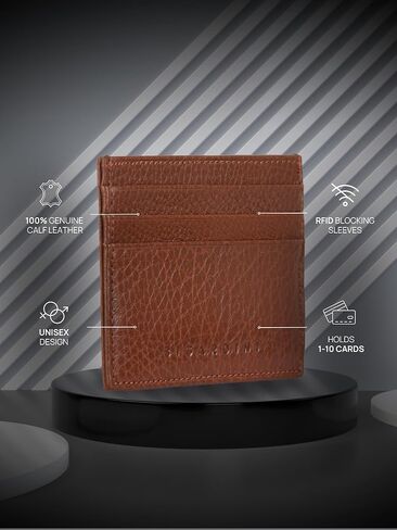 Slim Minimalist Leather Card Wallet For Men & Women - RFID Blocking Leather Card Holder Wallets (Black) in Kuwait