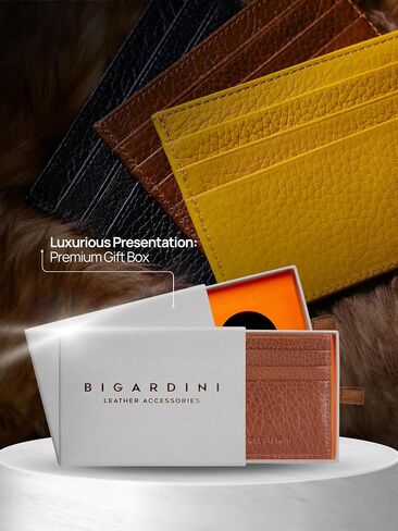 Slim Minimalist Leather Card Wallet For Men & Women - RFID Blocking Leather Card Holder Wallets (Black) in Kuwait