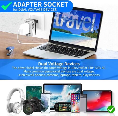 Upgraded 2000W 220V to 110V Converter for European Travel, Voltage Converter US to Europe for Hair Dryer Straightener Curling Iron, 2300W Adapter with EU/UK/AU/US Plugs for Laptop Camera Cell Phone in Kuwait