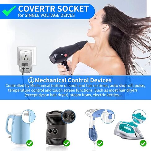 Upgraded 2000W 220V to 110V Converter for European Travel, Voltage Converter US to Europe for Hair Dryer Straightener Curling Iron, 2300W Adapter with EU/UK/AU/US Plugs for Laptop Camera Cell Phone in Kuwait