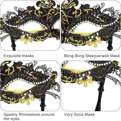 Masquerade Mask with Stick, Masquerade Mask Women Venetian Halloween Costume Mask Mardi Gras Party Masquerade in Saudi Arabia