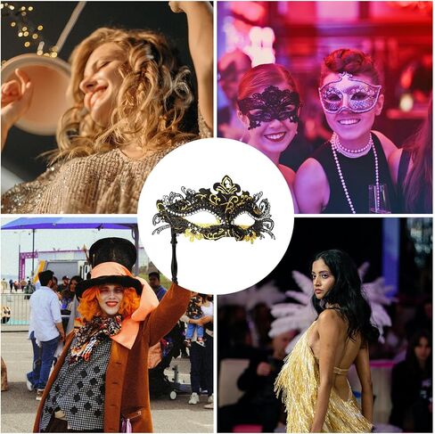 Masquerade Mask with Stick, Masquerade Mask Women Venetian Halloween Costume Mask Mardi Gras Party Masquerade in Saudi Arabia