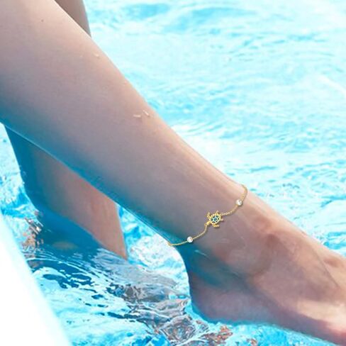 اليعسوب/السلحفاة خلخال 14K الصلبة الذهب اليعسوب خلخال سوار الصيف الشاطئ مجوهرات عطلة هدايا للنساء الفتيات عاشق الحشرات in Kuwait