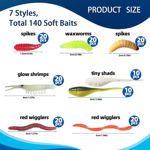 190 PCS Fishing Lures Tackle Bait Kit, Fishing Lures Tackle Box, Ice Fishing Gear Equipment Includes Soft Baits, Fishing Jigs, Night Rendering Fishing Hooks in Saudi Arabia