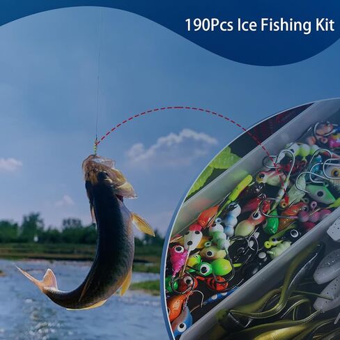 190 PCS Fishing Lures Tackle Bait Kit, Fishing Lures Tackle Box, Ice Fishing Gear Equipment Includes Soft Baits, Fishing Jigs, Night Rendering Fishing Hooks in Saudi Arabia