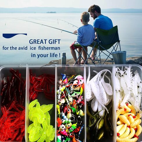 190 PCS Fishing Lures Tackle Bait Kit, Fishing Lures Tackle Box, Ice Fishing Gear Equipment Includes Soft Baits, Fishing Jigs, Night Rendering Fishing Hooks in Saudi Arabia