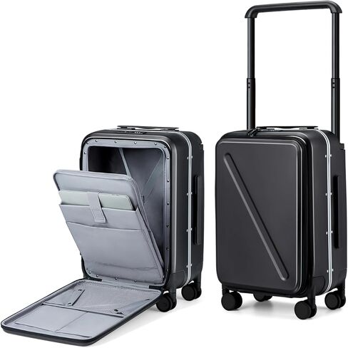 Luggage Hard Shell Suitcases Airline Approved Carry on Luggage 22x14x9 TSA Approved Luggage 20 Inch Front Opening Pocket Wide Handle Suitcase with Wheels Travel Luggage, Green in Kuwait