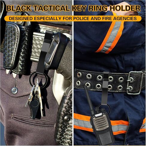 حامل مفتاح حزام التحمل، مشبك مفتاح الحزام، حامل حلقة حزام تكتيكي من الفولاذ المقاوم للصدأ مع حلقات مفاتيح لأصفاد الشرطة ووكالات الإطفاء يناسب حزام بحد أقصى 2.25 بوصة in Kuwait