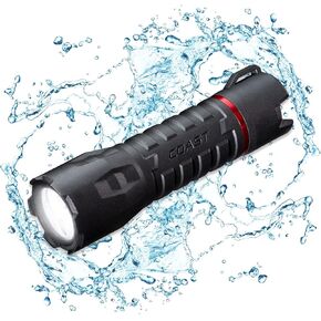 Coast Polysteel 500R 740 Lumen Waterproof Rechargeable Plus LED Flashlight with Spot and Flood Beams, Battery Included, Black