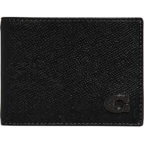 Coach Slim Billfold in Cross Grain Leather, Black, One Size