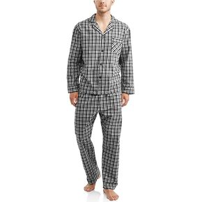 Hanes Men's Long Sleeve Plain Weave Pajama Set