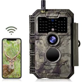 WiFi Deer & Game Camera 24MP 1296P H.264 Video with App Bluetooth Control, No-Glowing Night Vision Motion Detection, IP66 Waterproof for Wildlife, Backyard Security