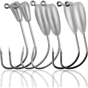 Fishing Jig Head for Bass,12 Packs Tube Jig Head Lures Bait Hooks Fishing Tackle with Box 3 Sizes 1/8oz 1/4oz 3/8oz