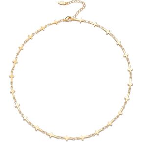 S.J JEWELRY Women Simple Delicate Full Moon 14K Gold Plated/Rose Gold/Silver Plated Layered Pendant Handmade Star Chokers Necklaces
