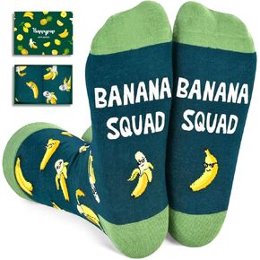 HAPPYPOP Banana Gifts Banana Socks Men Women - Funny Socks Fruit Socks, Banana Squad