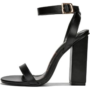 Cape Robbin Maria-7 SELLER Lucite Clear Perspex Glitter Block Heel Sandals Black