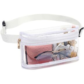 Clear Fanny Pack Women, Waterproof Small Clear Waist Bag Cute Waist Pack with Adjustable Strap, Clear Bag Stadium Approved, Perfect for Concerts, Hiking and Sports Events (Black)