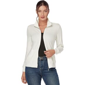 J.Corrine Women's Zip up Sweatshirts Jacket Stand Collar Long Sleeve Running Track Jacket with Pockets Navy Blue