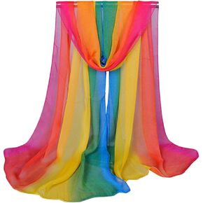 Women Soft Chiffon Multi-Colored Long Neck Scarf Head Hair Wrap