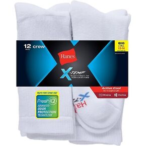 Hanes mens Freshiq 12-Pack Cushion Crew Socks