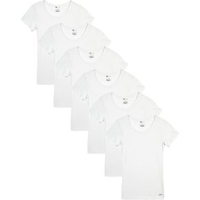 Reebok Girls' Undershirt - 3 Pack/6 Pack Cotton Short Sleeve Crew Neck White Shirt - Girls Cotton T-Shirts (Toddlers/Girls)