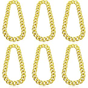Bucherry 6 Pcs Costume Chain, Rapper Chain Hip Hop Fake Necklace Large Jewelry for Men Women 80s 90s Costume Accessory, 32"