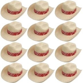 12 & 72 Piece Straw Cowboy Hats - 24" Western Style Hats for Men & Women - Straw Hats for Country Concerts & Parties