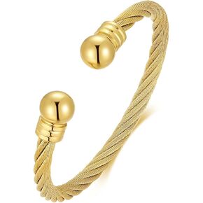 Stainless Steel Golden Silver Twisted Cable Bracelet Adjustable Cuff Bangle Bracelets For Women