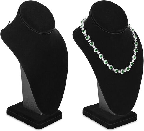 MOOCA 2 Pcs Deluxe Medium Necklace Chain Jewelry Display Holder, Jewelry Stand, Necklaces Display Necklace Mannequin, Necklace Bust Jewelry Bust Stand, White Faux Leather in Kuwait