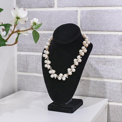MOOCA 2 Pcs Deluxe Medium Necklace Chain Jewelry Display Holder, Jewelry Stand, Necklaces Display Necklace Mannequin, Necklace Bust Jewelry Bust Stand, White Faux Leather in Kuwait