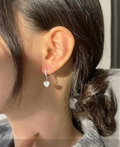 Huggie Crystal Heart Hoop Earrings for Women Girls 925 Sterling Silver CZ Charms Dangle Drop Small Hoops Cartilage Hypoallergenic Piercing Cuff Wrap Cute Birthday Valentine Mother's Day Jewelry Gifts for Her in Saudi Arabia