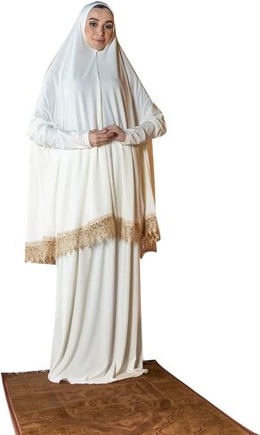 Women's Prayer Dress 2 Pieces Lycra Solid Color Plus Long Sleeve | One-Size | Hijab Abaya Suit in Saudi Arabia