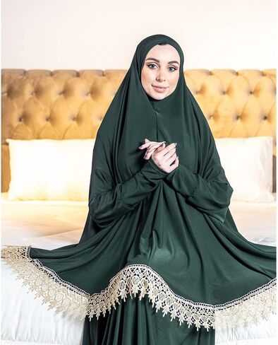 Women's Prayer Dress 2 Pieces Lycra Solid Color Plus Long Sleeve | One-Size | Hijab Abaya Suit in Saudi Arabia