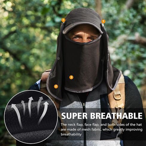 Boundless Voyage Detachable Sun Hat 360° UPF 50+ Sun Protection Outdoor Fishing Hat with Removable Neck Flap Hat for Men in Saudi Arabia