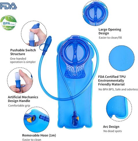 BQA Hydration Water Bladder Reservoir for Hiking Biking Climbing Cycling Running, Large Opening in Saudi Arabia