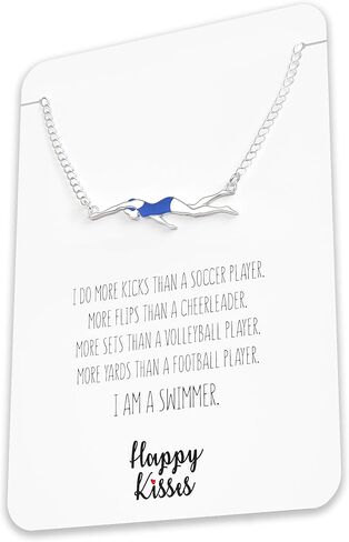 Swim Gift Necklace for Teen Girls – Cute Swimming Necklace with Swimmer Pendant Charm for Girls on a Swim Team – Inspirational Message Card in Saudi Arabia