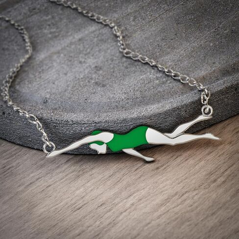Swim Gift Necklace for Teen Girls – Cute Swimming Necklace with Swimmer Pendant Charm for Girls on a Swim Team – Inspirational Message Card in Saudi Arabia