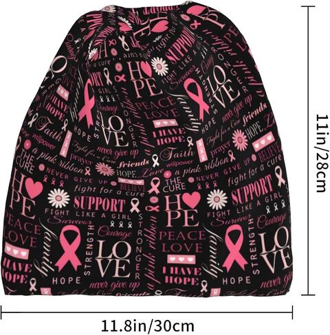 Breast Cancer Awareness Beanie Hat Cancer Knitted Hats Baggy Slouchy Headwear Scarf Cap for Adults Women Men in Kuwait