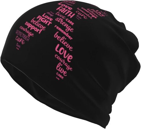 Breast Cancer Awareness Beanie Hat Cancer Knitted Hats Baggy Slouchy Headwear Scarf Cap for Adults Women Men in Kuwait