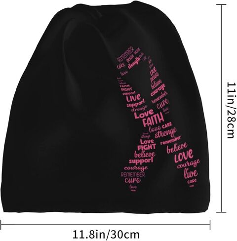 Breast Cancer Awareness Beanie Hat Cancer Knitted Hats Baggy Slouchy Headwear Scarf Cap for Adults Women Men in Kuwait
