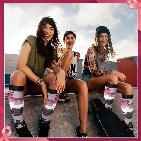 36 Pairs Camouflage Breast Cancer Awareness Socks Pink Ribbon Athletic Over the Calf Soccer Socks for Women in Saudi Arabia