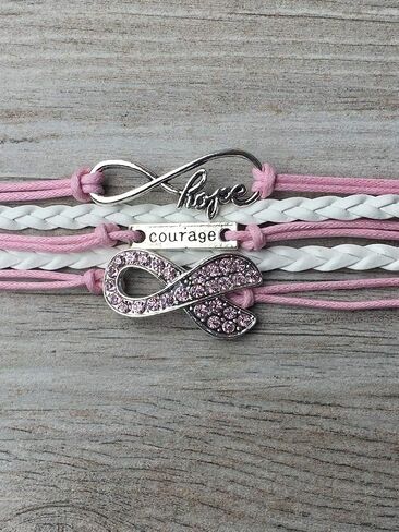 Cancer Awareness Pink Ribbon Bracelet, Hope & Faith Bracelet, Breast Cancer Infinity Bracelet, Perfect Cancer Gift in Saudi Arabia