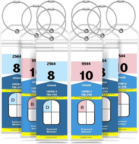 Cruise Luggage Tag Holder (8 Pack) + ID Holder with Lanyard (4 Pack) Weather Resistant PVC Zip Seal Pouch & Steel Loop for Royal Caribbean and Celebrity Cruise Line in Saudi Arabia